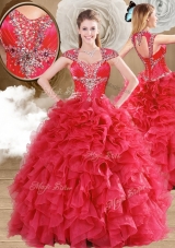 Latest 2016 Beading and Ruffles Quinceanera Gowns in Red