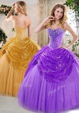 New Style Ball Gown Beading and Paillette Sweet Fifteen Dresses for Fall