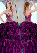 Unique Ball Gown Sweetheart Ruffles and Appliques Quinceanera Gowns