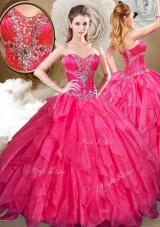 Unique Sweetheart Ball Gown Sweet 16 Dresses with Beading and Ruffles