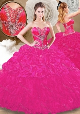 Unique Sweetheart Fuchsia Sweet 16 Gowns with Pick Ups