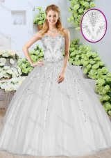 Discount Ball Gown White Quinceanera Dresses with Beading for 2016