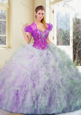 Exquisite Multi Color Sweet 16 Dresses with Beading and Ruffles