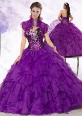 New Style Sweetheart Ruffles and Sequins Quinceanera Dresses in Purple