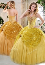 Latest Ball Gown Vestidos de Quinceanera Dresses with Beading and Paillette for Fall