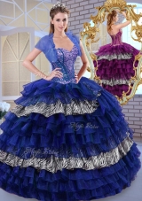 Beautiful Sweetheart Ball Gown Ruffled Layers and Zebra Quinceanera Dresses