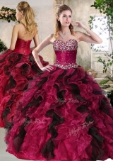 Most Popular Sweetheart Multi Color Sweet 16 Gowns with Beading and Ruffle