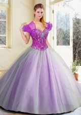 Discount Floor Length Lavender Sweet 16 Dresses with Beading