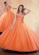 Pretty Ball Gown Sweetheart Orange Quinceanera Dresses with Beading