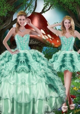 Beautiful Detachable Quinceanera Gowns with Beading and Ruffles