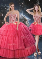Lovely Sweetheart Detachable Quinceanera Gowns  with Beading for Fall