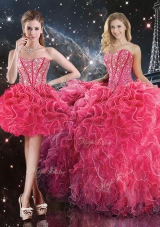 Luxurious Sweetheart Detachable Quinceanera Gowns  with Beading for Fall