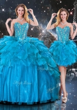 New Arrivals Detachable Sweetheart Quinceanera Gowns  with Beading in Blue
