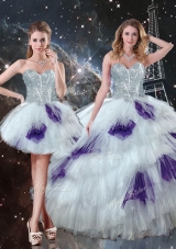 Luxurious Sweetheart Detachable Quinceanera Gowns with Ruffled Layers for 2016
