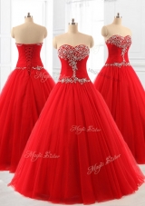 Custom Make A Line Beading Tulle Quinceanera Dresses for 2016