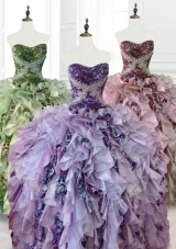 Custom Make Beading Multi Color Quinceanera Dresses with Ruffles and Pattern