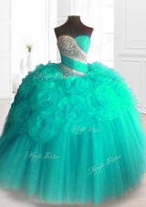 In Stock Beading Sweet 16 Dresses with Hand Made Flowers