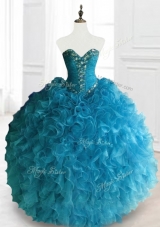 In Stock  Beading and Ruffles Sweetheart Quinceanera Dresses in Blue