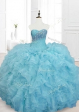 In Stock Ball Gown Sweet 15 Dresses with Beading and Ruffles