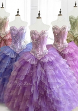 In Stock Multi Color Sweetheart Quinceanera Dresses with Beading and Ruffles