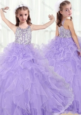 2016 Lovely Scoop Lavender Fashionable Little Girl Pageant Dresses with Beading and Ruffles