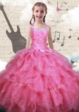 New Style Beading and Ruffles Mini Quinceanera Dresses in Watermelon