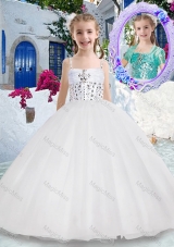 Luxurious Spaghetti Straps Ball Gown Fashionable Little Girl Pageant Dresses with Beading