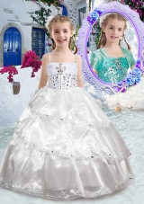 Pretty Spaghetti Straps Ball Gown Beading Fashionable Little Girl Pageant Dresses