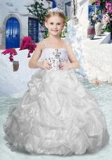 Beautiful Spaghetti Straps Fashionable Little Girl Pageant Dresses with Beading and Bubles