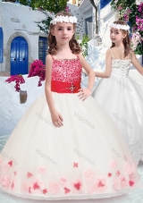 Simple Spaghetti Straps Fashionable Little Girl Pageant Dresses with Appliques and Beading