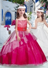Pretty Spaghetti Straps Fashionable Little Girl Pageant Dresses with Beading and Ruffles