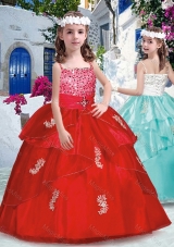 Latest Spaghetti Straps Fashionable Little Girl Pageant Dresses with Appliques and Beading