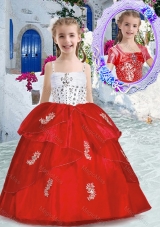 Best Spaghetti Straps Fashionable Little Girl Pageant Dresses with Appliques and Beading