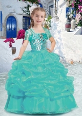 Best Spaghetti Straps Fashionable Little Girl Pageant Dresses with Beading and Bubles