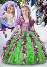 Most Popular Straps Fashionable Little Girl Pageant Dresses with Beading and Ruffles