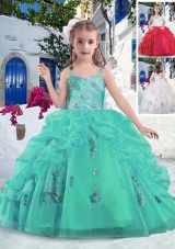 Latest Ball Gown Straps Beading and Bubles Fashionable Little Girl Pageant Dresses