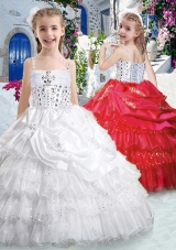 Hot Sale Spaghetti Straps Fashionable Little Girl Pageant Dresses with Ruffled Layers