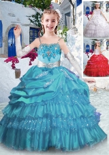 Luxurious Spaghetti Straps Fashionable Little Girl Pageant Dresses with Ruffled Layers and Appliques