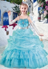 Simple Spaghetti Straps Fashionable Little Girl Pageant Dresses with Appliques and Bubles