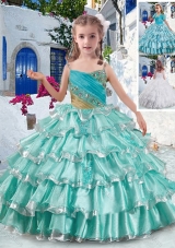 Elegant Spaghetti Straps Fashionable Little Girl Pageant Dresses with Ruffled Layers and Beading