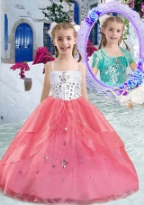 Hot Sale Spaghetti Straps Ball Gown Beading Fashionable Little Girl Pageant Dresses