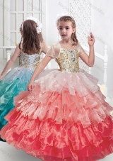 Beautiful Spaghetti Straps Fashionable Little Girl Pageant Dresses with Ruffled Layers and Beading