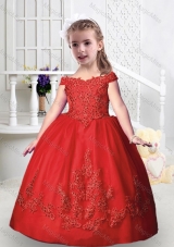 Romantic Off the Shoulder Fashionable Little Girl Pageant Dresses with Appliques and Beading