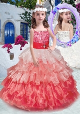Beautiful Spaghetti Straps Mini Quinceanera Dresses with Beading and Ruffled Layers