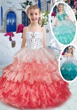 Elegant Spaghetti Straps Mini Quinceanera Dresses with Ruffled Layers and Beading