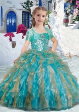 Sweet Spaghetti Straps Mini Quinceanera Dresses with Beading and Ruffles