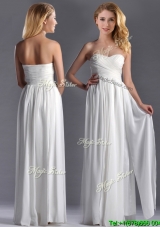 Exquisite Empire Sweetheart Ruched White Long Bridesmaid Dress in Chiffon