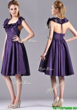 Discount Halter Top Backless Short  Dama Dress in Dark Purple