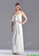 Elegant  Empire Strapless Ankle Length Mother Groom Dress in White