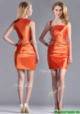 Lovely Column Square Side Zipper Short Cheap Dress in Orange Red